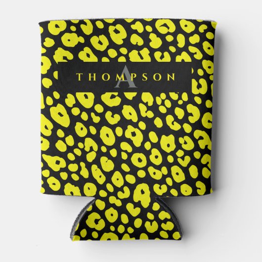 トレンディーイエローサファリジャガープリントパターン名 缶クーラー (正面)