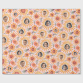 トレンディーイエローサンフラワーズ赤面ピンク3写真 ラッピングペーパー (フラット)