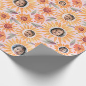 トレンディーイエローサンフラワーズ赤面ピンク3写真 ラッピングペーパー (角)