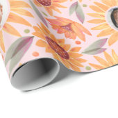 トレンディーイエローサンフラワーズ赤面ピンク3写真 ラッピングペーパー (ロールコーナー)