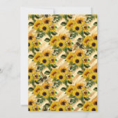 トレンディーイエローサンフラワービーストライプズ誕生日 招待状 (裏面)