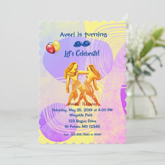 トレンディーイエロージェミニ誕生日（5月21日～6月20日） I 招待状 (スタンド正面)