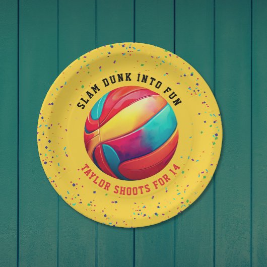 トレンディーイエロースポーツオールスターバスケットボール誕生日 ペーパープレート