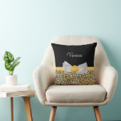 トレンディーイエローチーテファンシーープリントボウと名前 クッション (椅子)