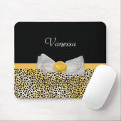 トレンディーイエローチーテファンシーープリントボウと名前 マウスパッド (マウス)