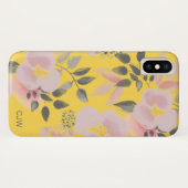 トレンディーイエローピンク花柄モノグラム Case-Mate iPhoneケース (裏面(横))