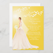 トレンディーイエローブルネットブライドブライダルシャワー招待状 招待状 (正面/裏面)