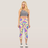 トレンディーイエロー80sネオンテーマ カプリレギンス (正面)