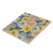トレンディーイエロー&グリーンフローラガーリーイラストレーション タイル (側面)