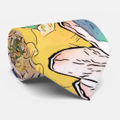 トレンディーイエロー&グリーンフローラガーリーイラストレーション ネクタイ (ロール)