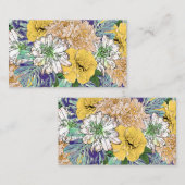 トレンディーイエロー&グリーンフローラガーリーイラストレーション 名刺 (正面/裏面)