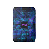 トレンディーイニシャルレターモノグラムきらめく青 バスマット (正面縦)