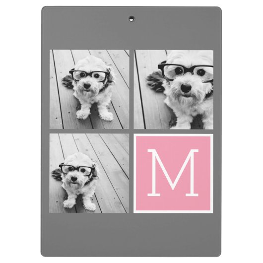 トレンディーインスタグラムフォトコラージュカスタムモノグラム クリップボード (裏面)