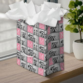 トレンディーインスタグラムフォトコラージュカスタムモノグラム ミディアムペーパーバッグ