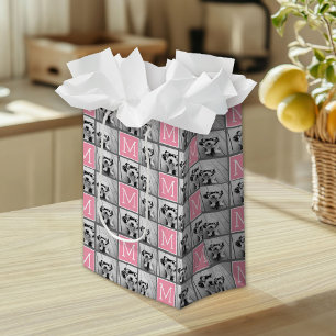 トレンディーインスタグラムフォトコラージュカスタムモノグラム ミディアムペーパーバッグ