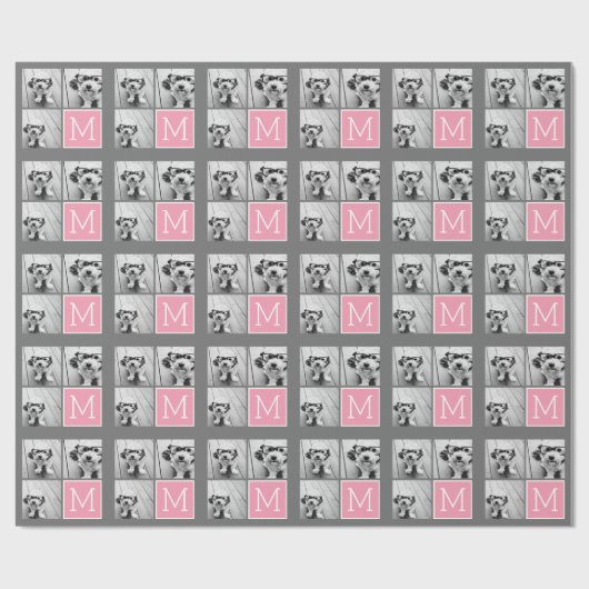 トレンディーインスタグラムフォトコラージュカスタムモノグラム ラッピングペーパー (フラット)