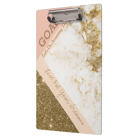 トレンディーインスパイアゴールスパーク金ゴールドピンクマーブルフェイクビー クリップボード (左)