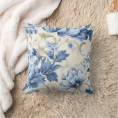 トレンディーインスパイアヴィンテージ青色花の模様 クッション (ブランケット)