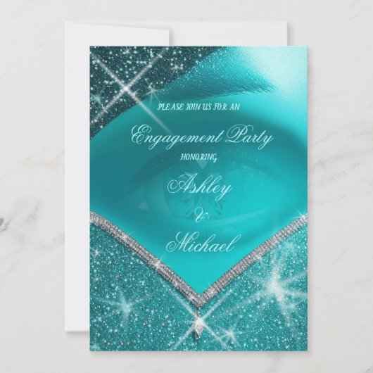 トレンディーイーエーターコイズグリーン洗練ラグジュアリー 招待状 (正面)