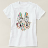 トレンディーイースターバブルガム&ボウ付きバニー Tシャツ (デザイン正面)