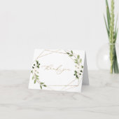 トレンディーウェディングシャワー幾何学的水色金ゴールド サンキューカード (正面)