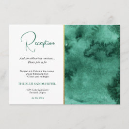 トレンディーウェディングレセプションエメラルドグリーン&金ゴールド エンクロージャーカード