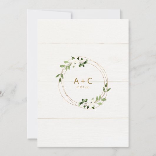 トレンディーウェディング招待幾何学的な緑のフェイク箔 招待状 (裏面)