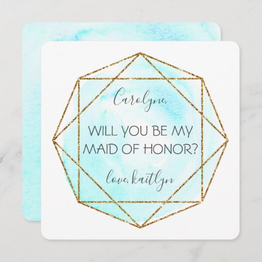 トレンディーウェトレカラーダイヤモンド |メイド・オブ・オーナー(花嫁付き添い人) 招待状 (正面/裏面)