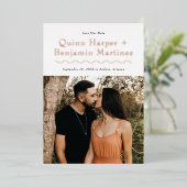 トレンディーウェーブバラゴールドフォイル写真保存日付 箔招待状 (立ち正面)