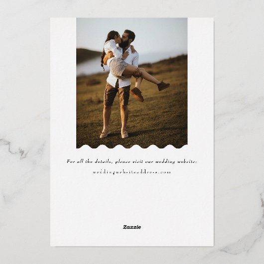 トレンディーウェーブバラゴールドフォイル写真保存日付 箔招待状 (裏面)