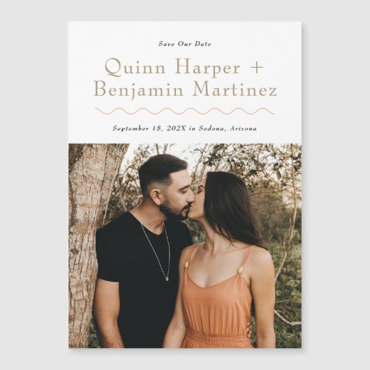 トレンディーウェーブフォトデイト磁気カードを保存 マグネット招待状 (正面)