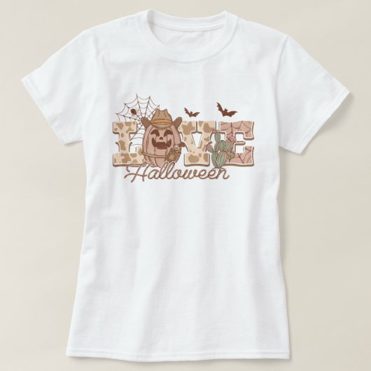 トレンディーウエスタンカントリーパンプキンラブハロウィーン Tシャツ (デザイン正面)