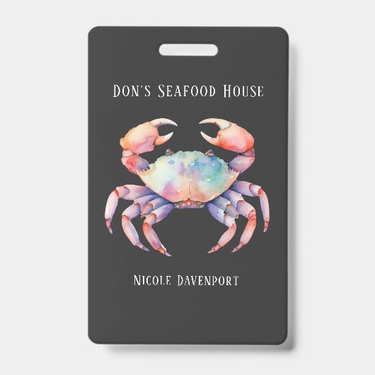 トレンディーウォーターカラーカニ会社/レストランカスタム バッジ (正面)