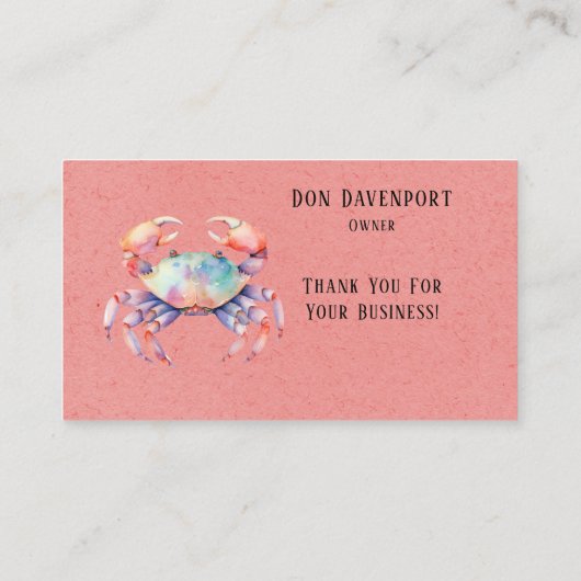 トレンディーウォーターカラーカニ会社/レストラン 名刺 (裏面)