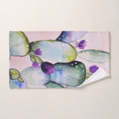 トレンディーウォーターカラーサボテン&サボテン バスタオルセット (ハンドタオル)