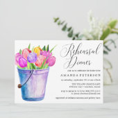 トレンディーウォーターカラーチューリップ素朴なリハーサルディナー 招待状 (スタンド正面)