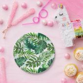 トレンディーウォーターカラートロピカルモンステラ&パーム離れズ ペーパープレート (パーティー)