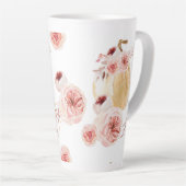 トレンディーウォーターカラーパンプキン&フラワーズ |秋の秋 カフェラテマグ (右アングル)