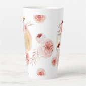 トレンディーウォーターカラーパンプキン&フラワーズ |秋の秋 カフェラテマグ (正面)