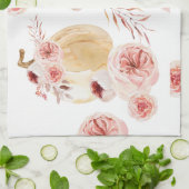 トレンディーウォーターカラーパンプキン&フラワーズ |秋の秋 キッチンタオル (折り畳み)