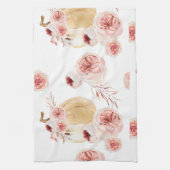 トレンディーウォーターカラーパンプキン&フラワーズ |秋の秋 キッチンタオル (縦)