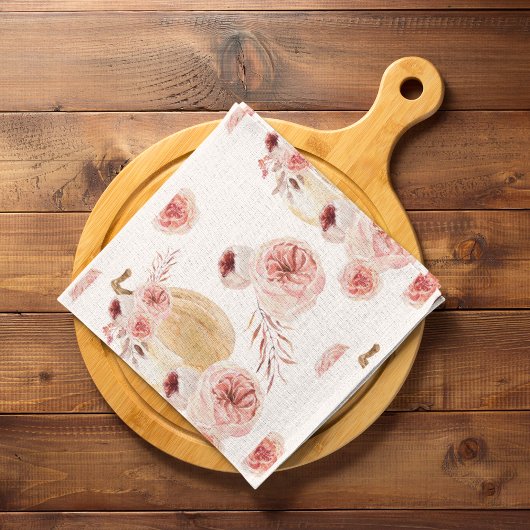 トレンディーウォーターカラーパンプキン&フラワーズ |秋の秋 キッチンタオル