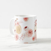 トレンディーウォーターカラーパンプキン&フラワーズ |秋の秋 コーヒーマグカップ (正面左)