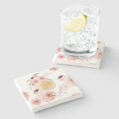 トレンディーウォーターカラーパンプキン&フラワーズ |秋の秋 ストーンコースター (横)