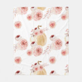 トレンディーウォーターカラーパンプキン&フラワーズ |秋の秋 フリースブランケット (正面)