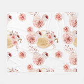 トレンディーウォーターカラーパンプキン&フラワーズ |秋の秋 フリースブランケット (正面(横))