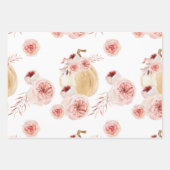 トレンディーウォーターカラーパンプキン&フラワーズ |秋の秋 ラッピングペーパーシート (正面2)