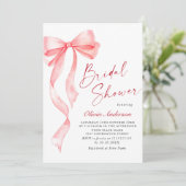 トレンディーウォーターカラーピンクボウコケットブライダルシャワー 招待状 (スタンド正面)