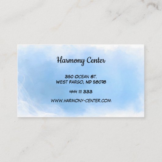 トレンディーウォーターカラーブルーシルエットヨガインストラクター 名刺 (裏面)