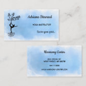 トレンディーウォーターカラーブルーシルエットヨガインストラクター 名刺 (正面/裏面)
